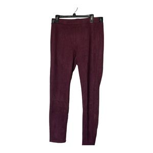 White House Black Market The Legging Maroon with Faux Leather Waistband Size 10‎